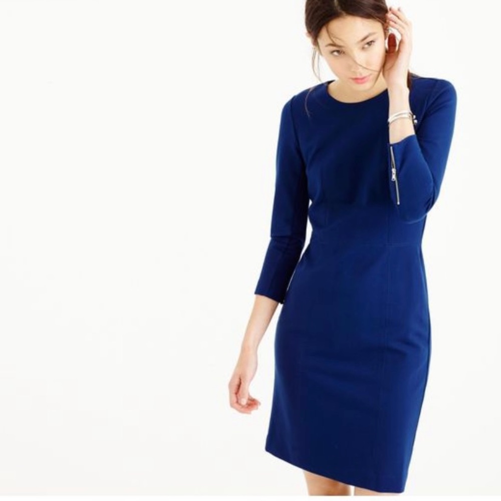 Navy Blue J. Crew Structured Knit Zip Dress NWT